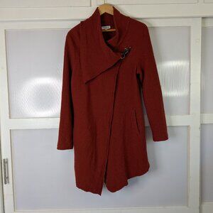 Time for Me Size Large Red Boiled 100% Wool Jacket Sweater Winter Cozy Warm